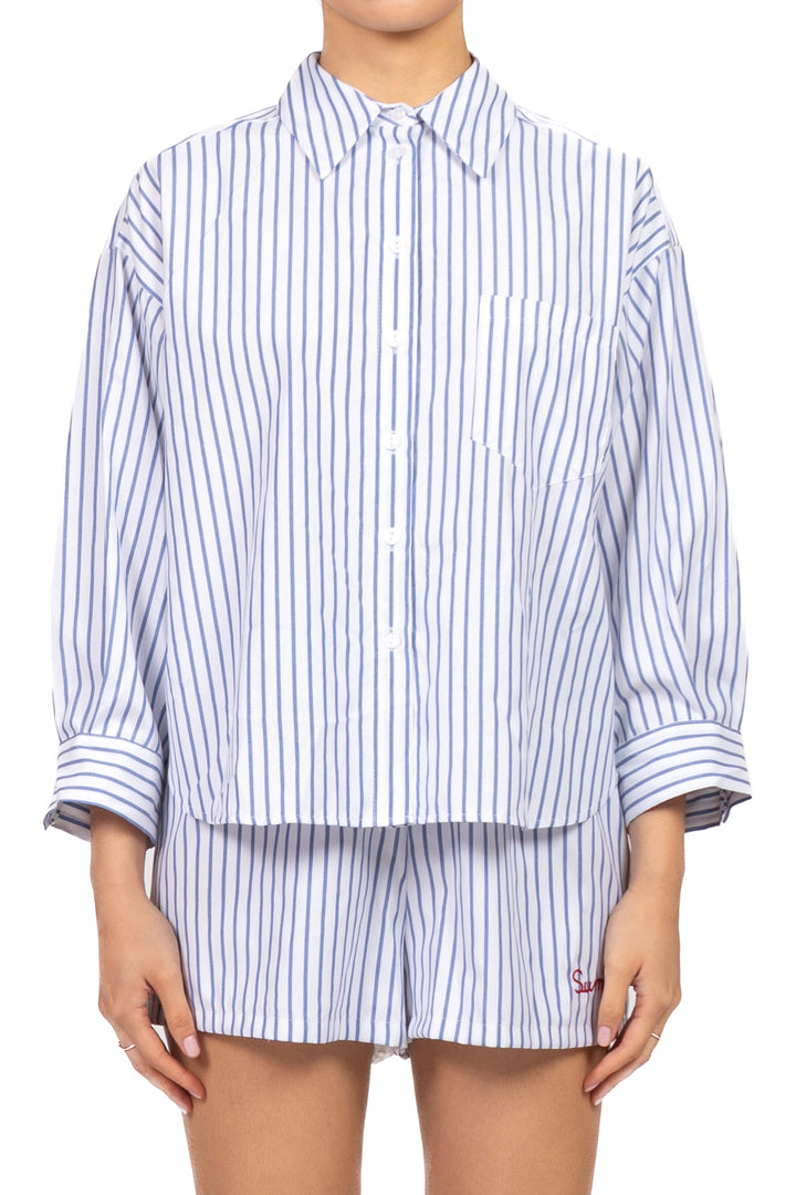 Tensione In - Camicia rigata  scritta posteriore  Art. S26CJ24