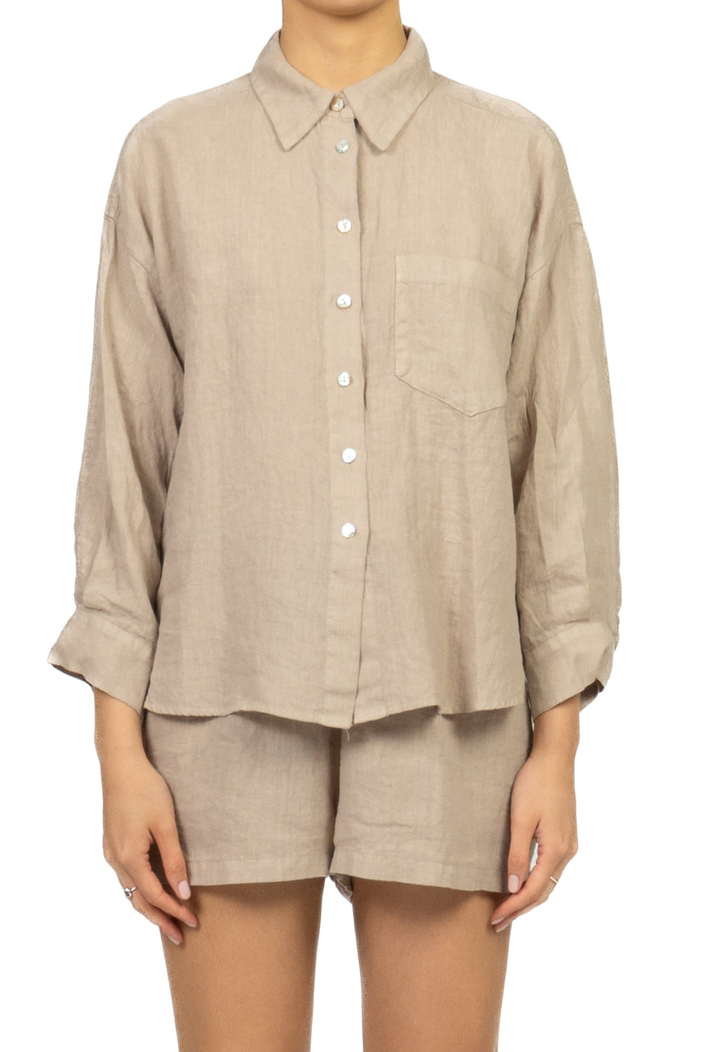 Tensione In - Camicia in lino scritta posteriore Art. S26CI93