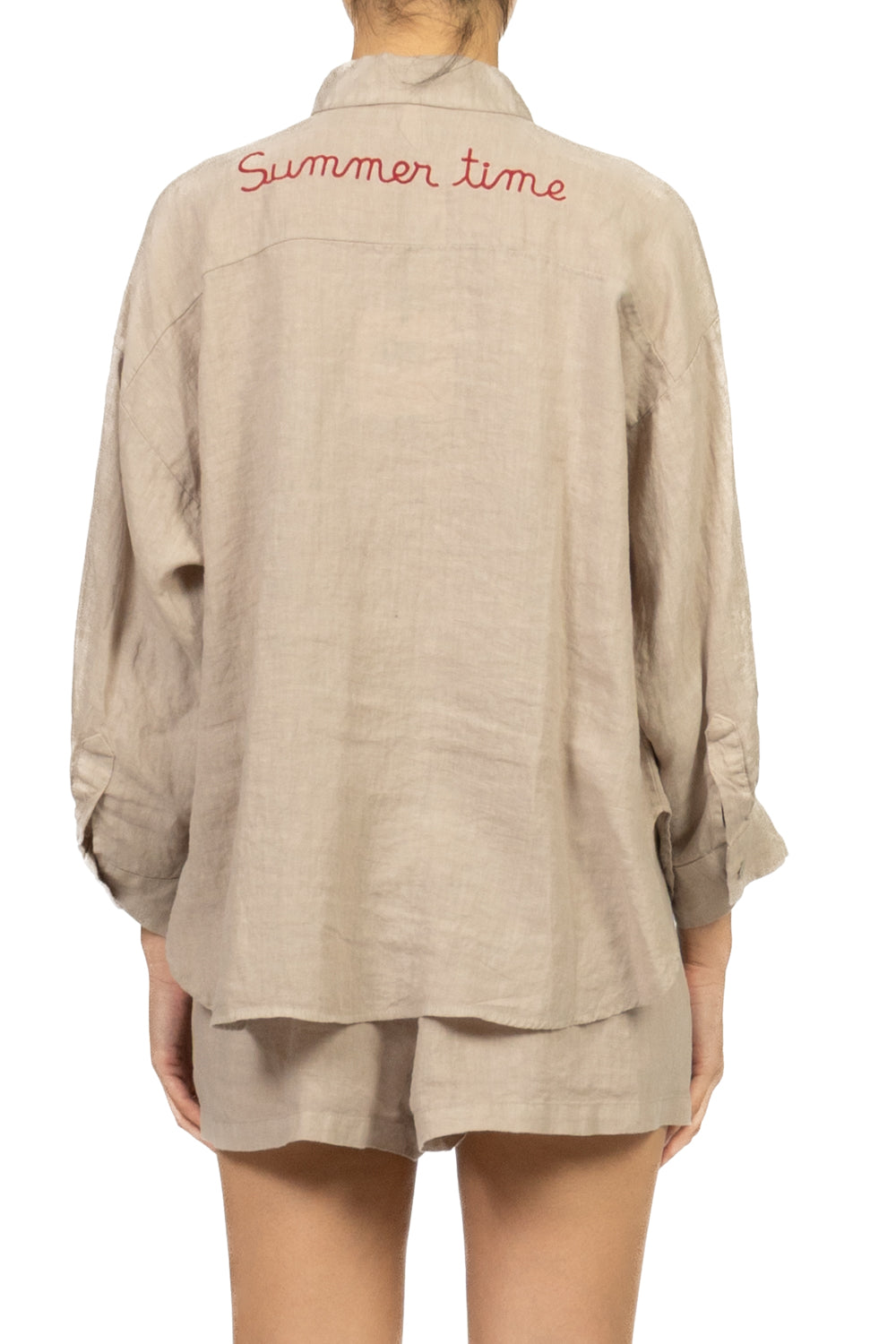 Tensione In - Camicia in lino scritta posteriore Art. S26CI93
