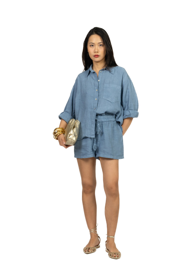 Tensione In - Camicia in lino scritta posteriore Art. S26CI93