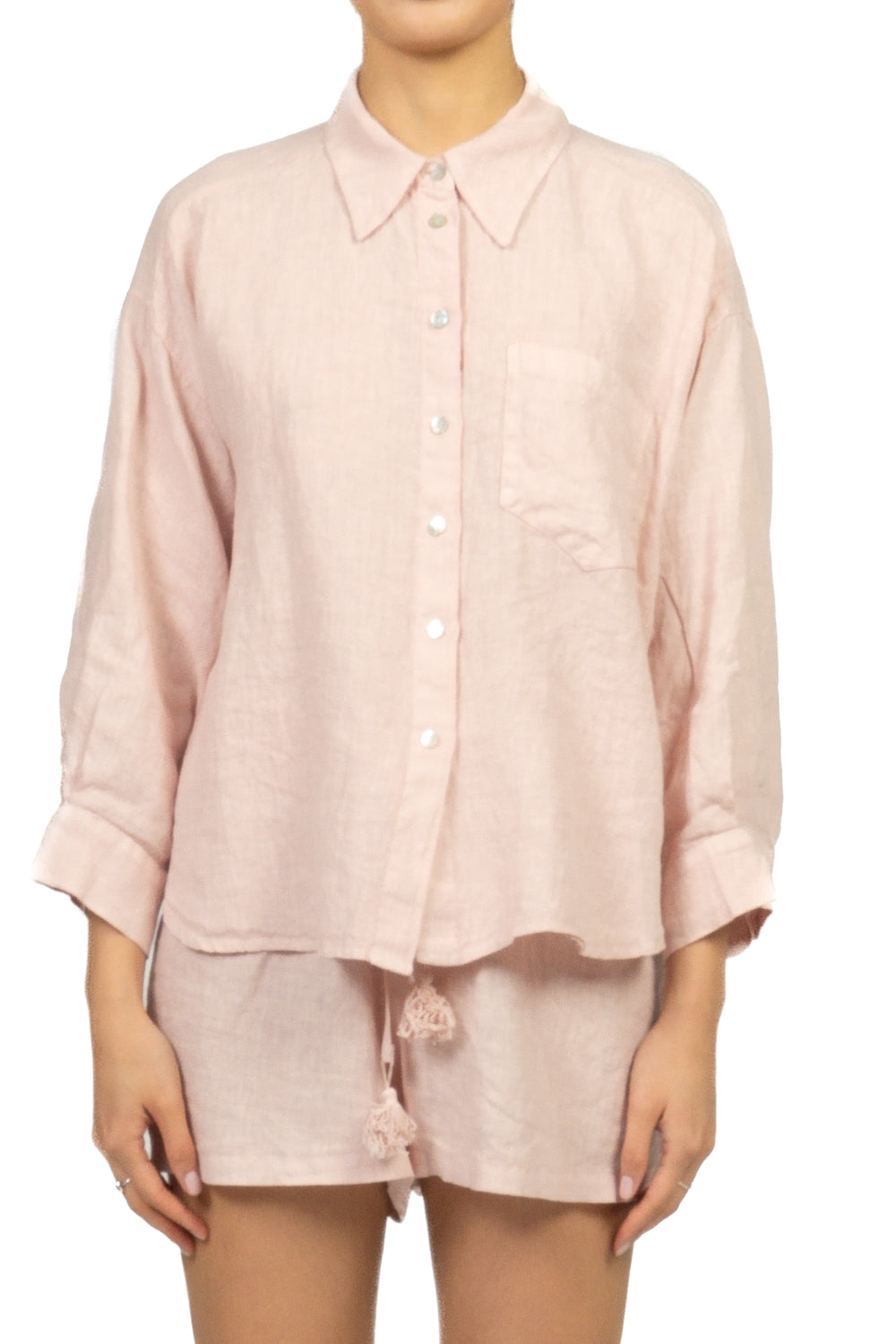 Tensione In - Camicia in lino scritta posteriore Art. S26CI93