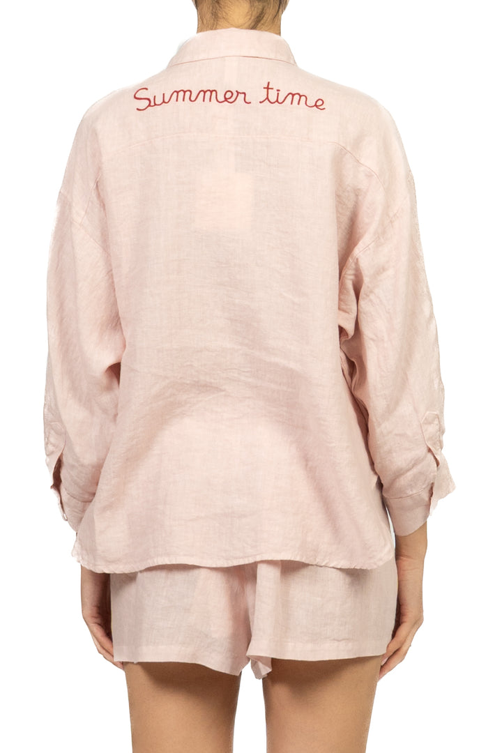 Tensione In - Camicia in lino scritta posteriore Art. S26CI93