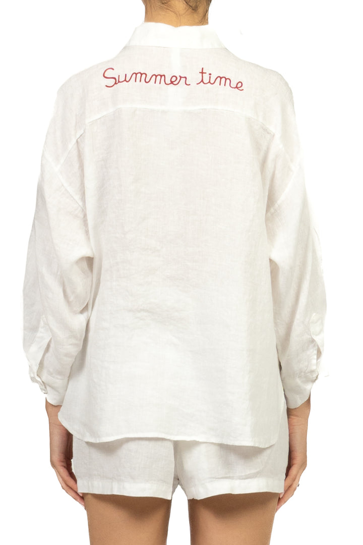 Tensione In - Camicia in lino scritta posteriore Art. S26CI93