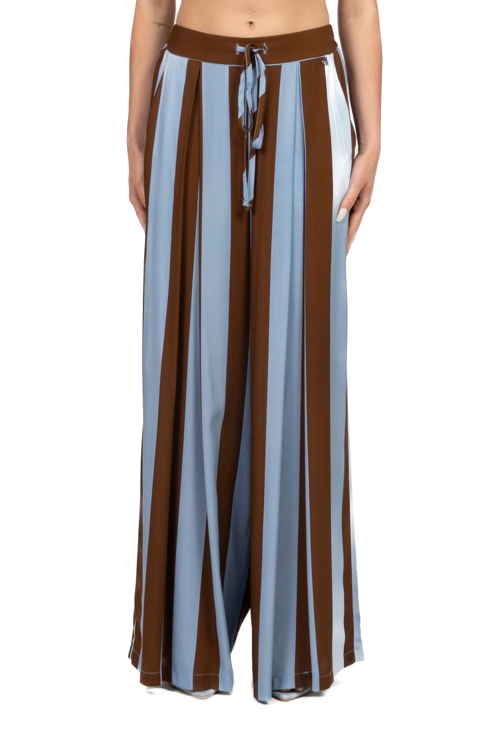 Dixie - Pantalone palazzo rigato con pinces Art. PDR21ZA