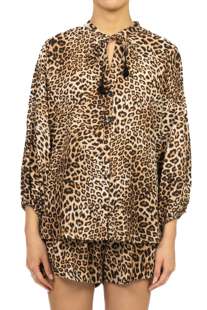 Tensione In - Camicia animalier con nappine  Art. D1869