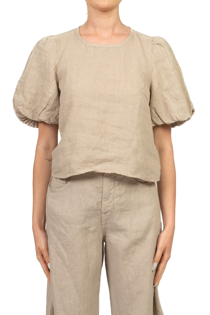 Tensione In - Blusa in lino manica a sbuffo Art. S26TI71
