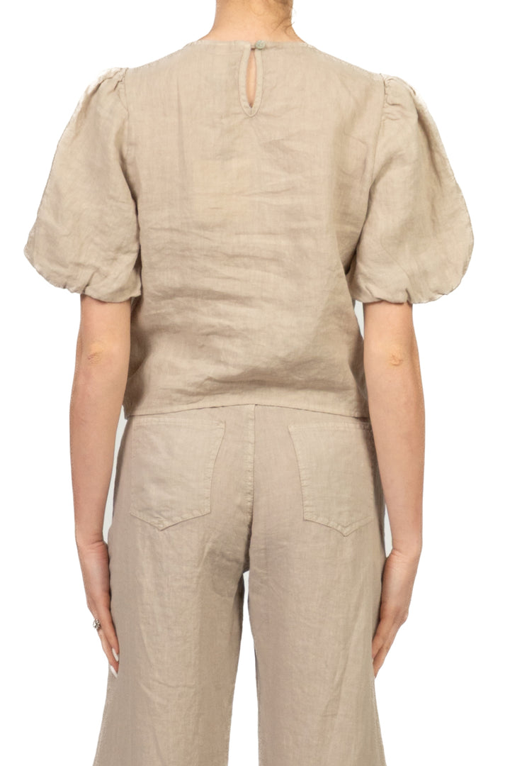 Tensione In - Blusa in lino manica a sbuffo Art. S26TI71