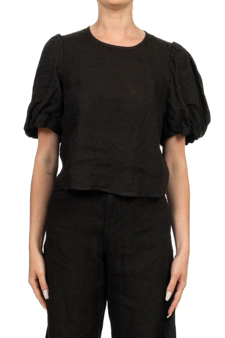 Tensione In - Blusa in lino manica a sbuffo Art. S26TI71