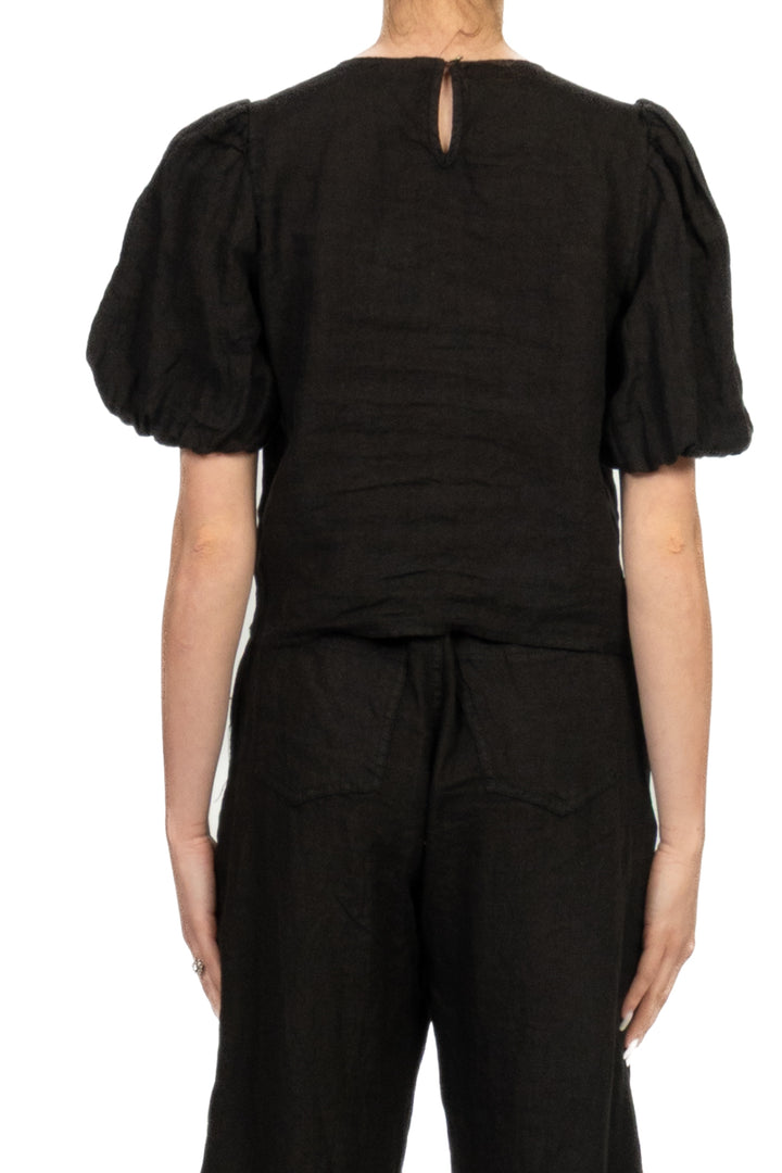Tensione In - Blusa in lino manica a sbuffo Art. S26TI71
