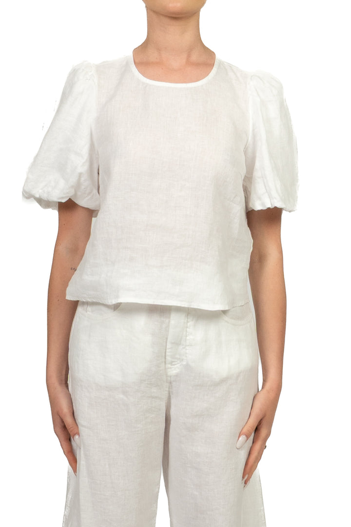 Tensione In - Blusa in lino manica a sbuffo Art. S26TI71