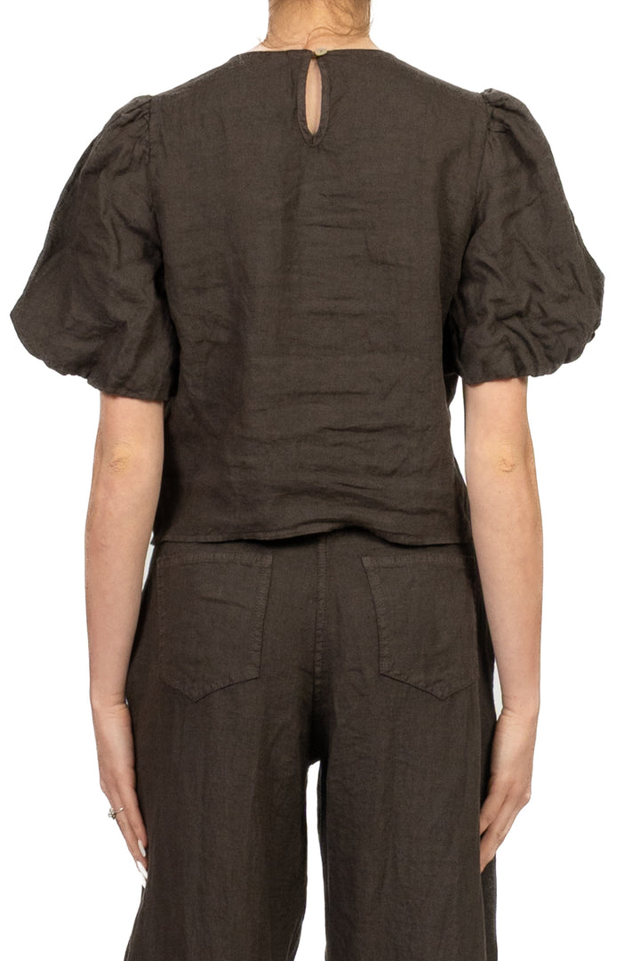 Tensione In - Blusa in lino manica a sbuffo Art. S26TI71