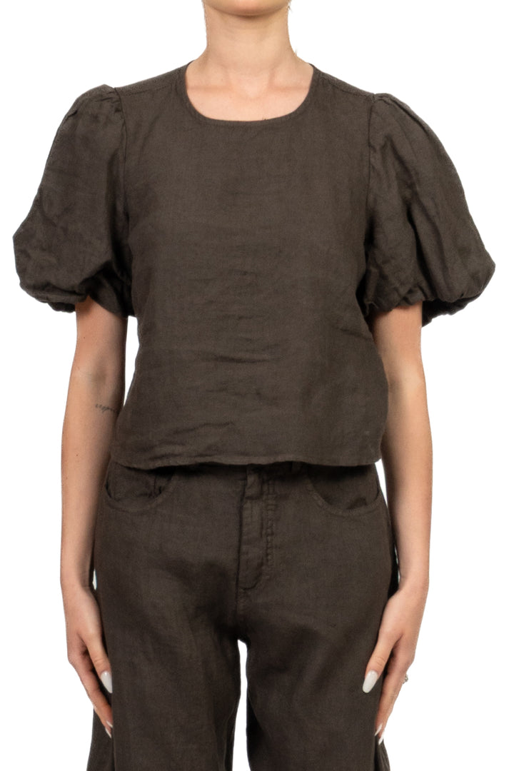 Tensione In - Blusa in lino manica a sbuffo Art. S26TI71