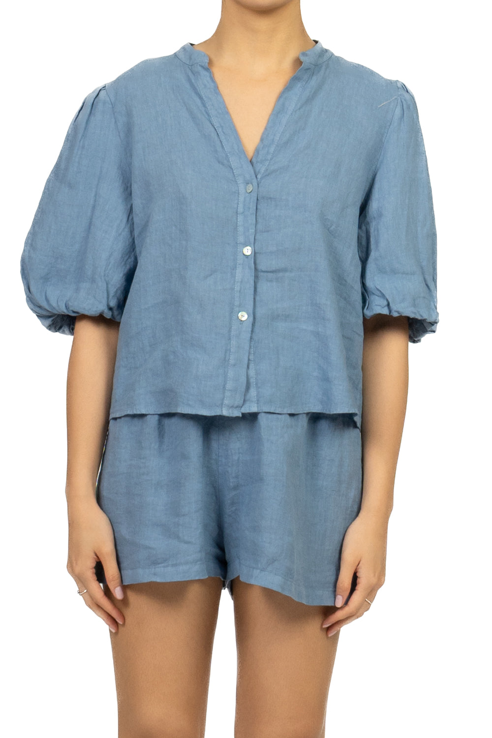 Tensione In - Camicia lino manica a sbuffo Art. S26CJ47