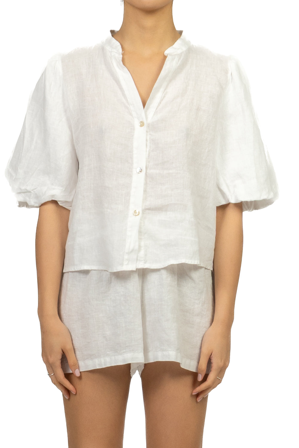 Tensione In - Camicia lino manica a sbuffo Art. S26CJ47