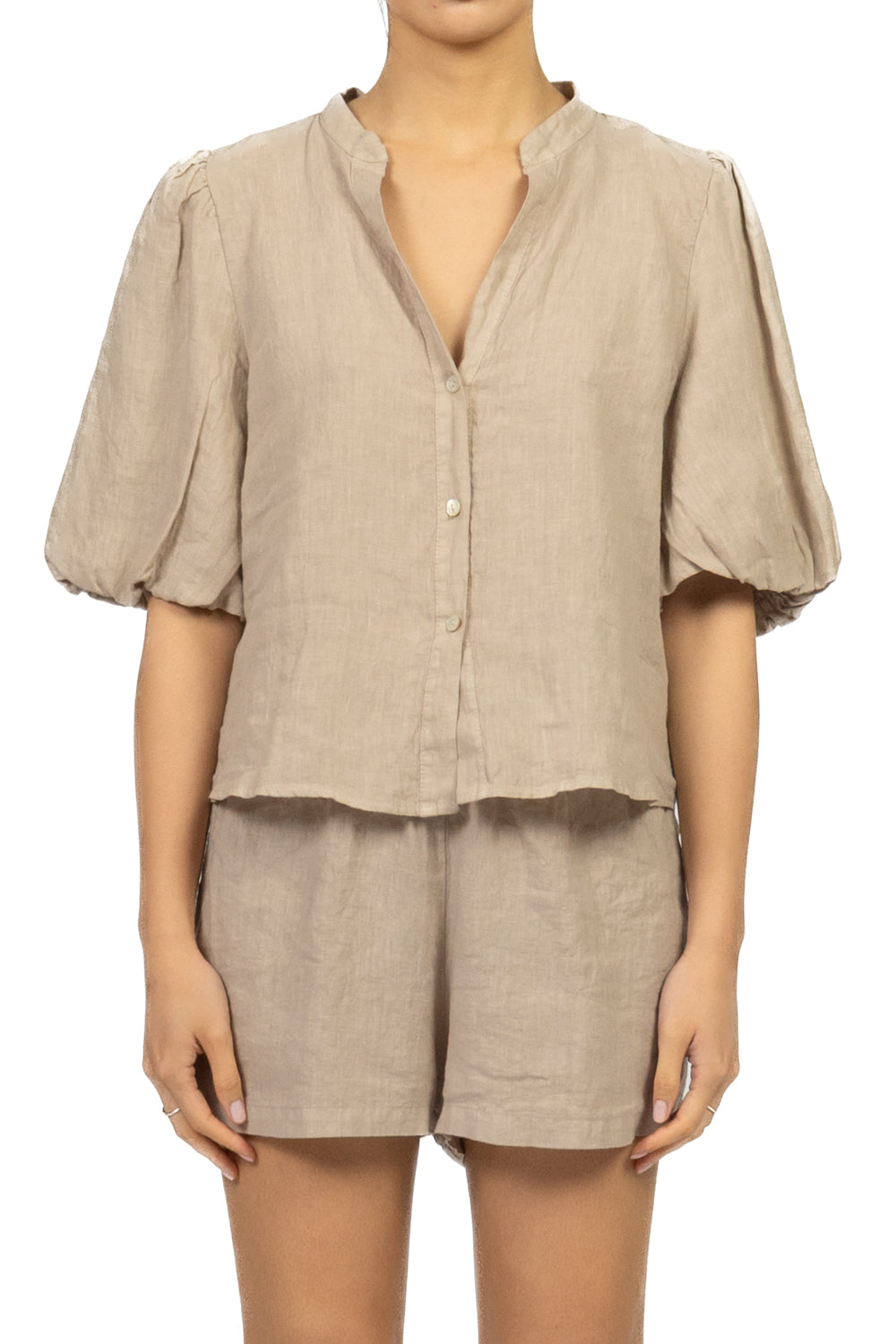 Tensione In - Camicia lino manica a sbuffo Art. S26CJ47