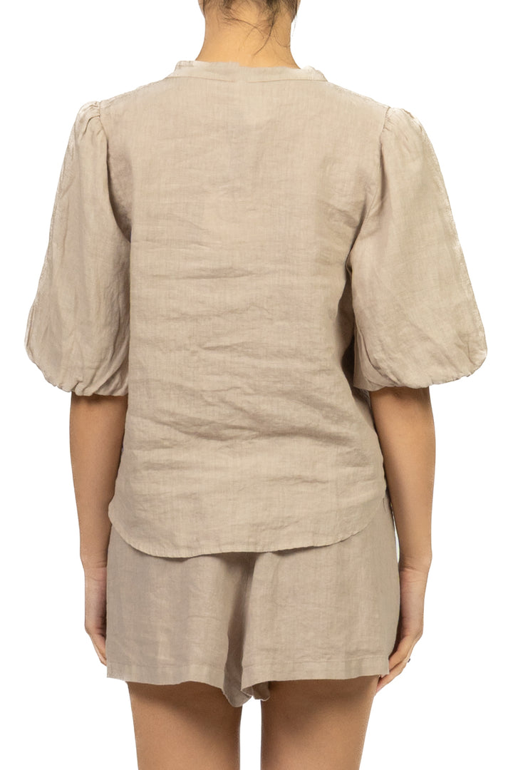 Tensione In - Camicia lino manica a sbuffo Art. S26CJ47
