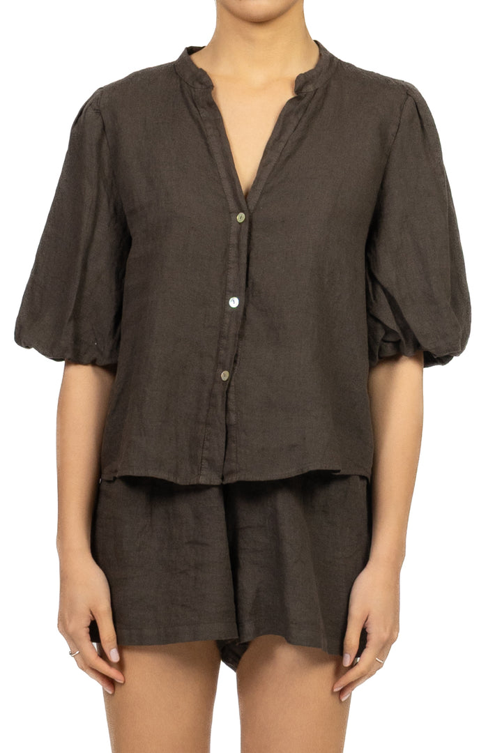 Tensione In - Camicia lino manica a sbuffo Art. S26CJ47