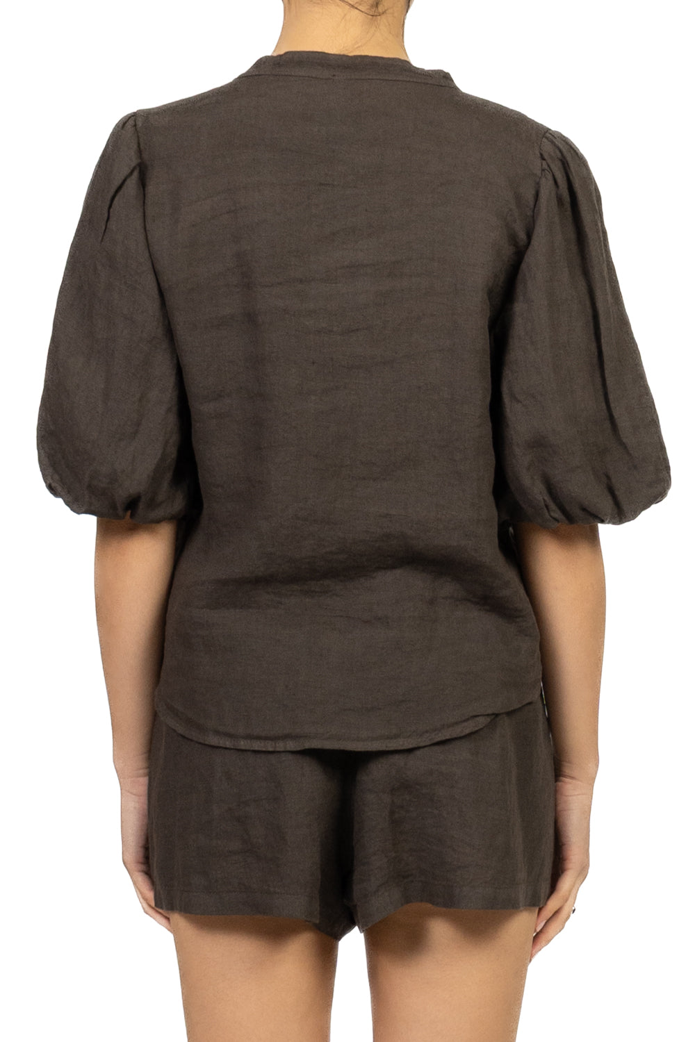 Tensione In - Camicia lino manica a sbuffo Art. S26CJ47