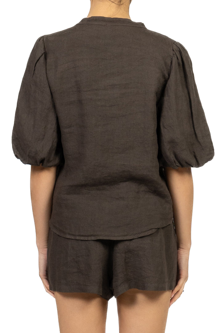 Tensione In - Camicia lino manica a sbuffo Art. S26CJ47