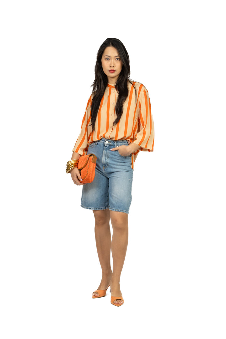 Dixie - Camicia rigata collo coreano Art. CFRN1ZB