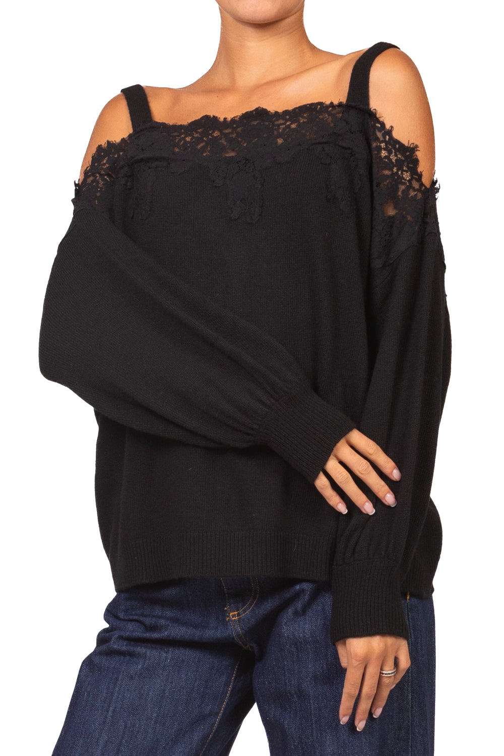 Vicolo - Maglia scollo shiffer con pizzo Art. 7AC7126