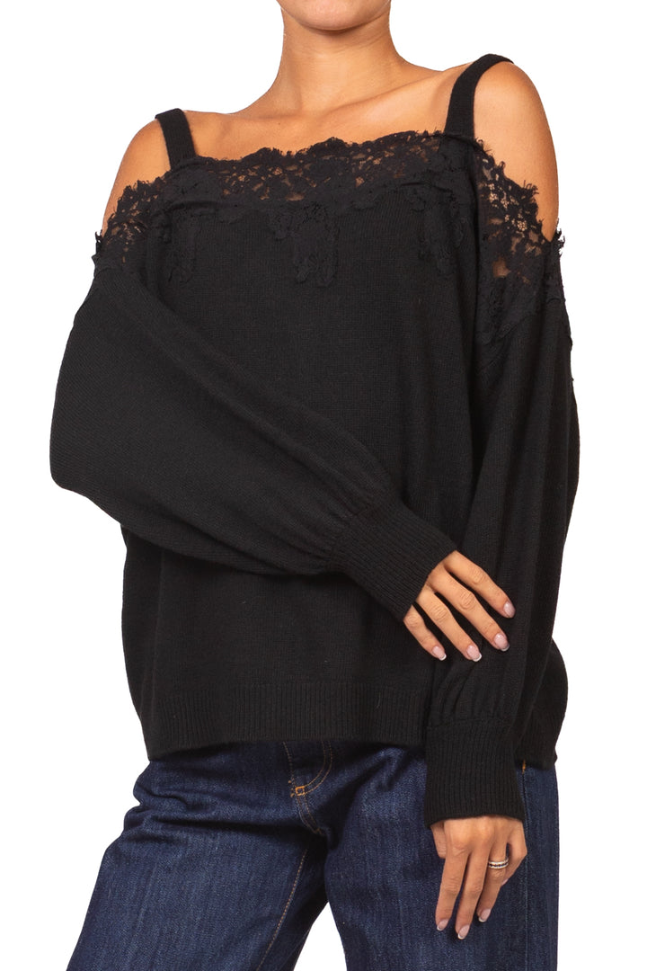 Vicolo - Maglia scollo shiffer con pizzo Art. 7AC7126