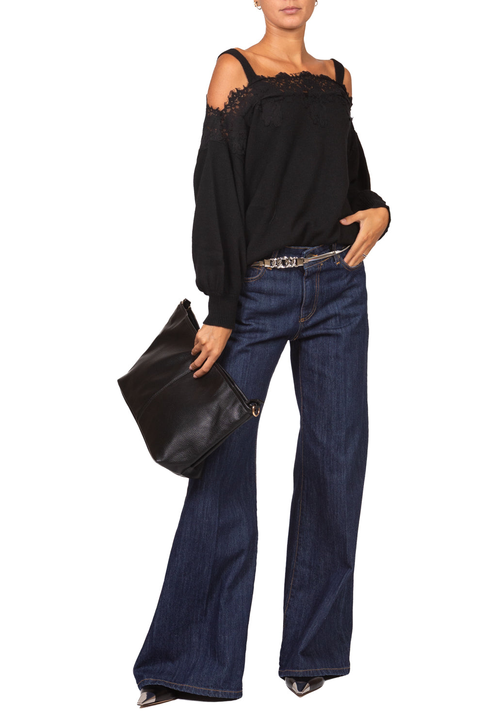 Vicolo - Maglia scollo shiffer con pizzo Art. 7AC7126