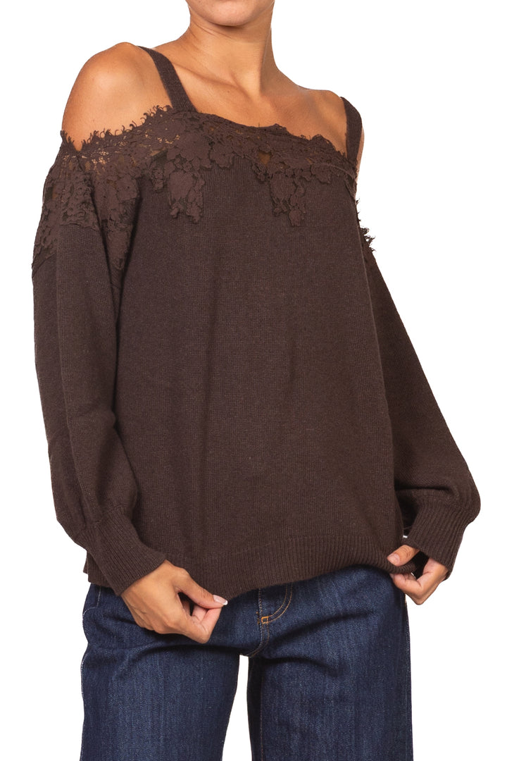 Vicolo - Maglia scollo shiffer con pizzo Art. 7AC7126