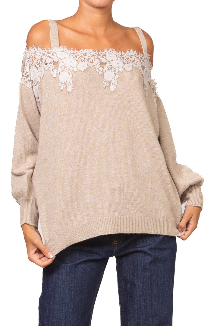 Vicolo - Maglia scollo shiffer con pizzo Art. 7AC7126