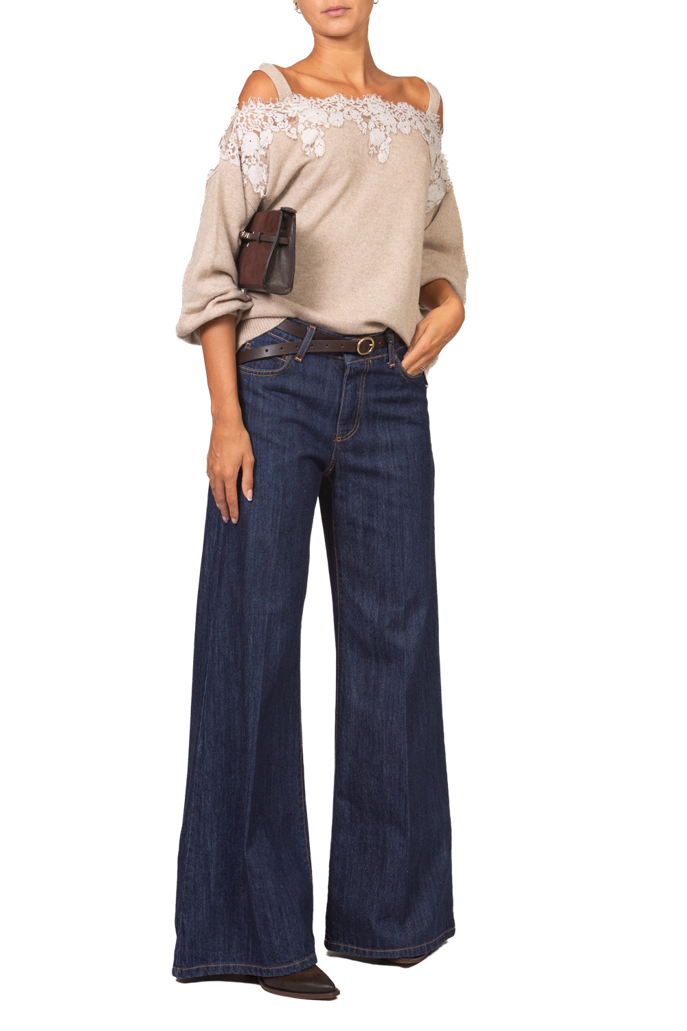 Vicolo - Maglia scollo shiffer con pizzo Art. 7AC7126
