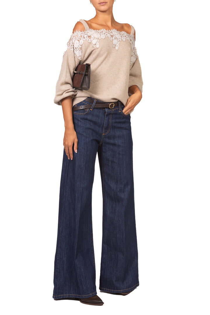 Vicolo - Maglia scollo shiffer con pizzo Art. 7AC7126