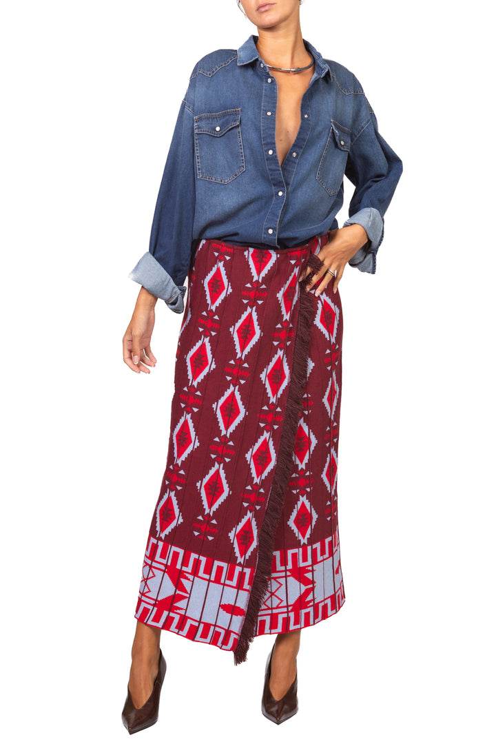 Tensione In - Gonna in tricot fantasia etnica Art. W6HMS07A465