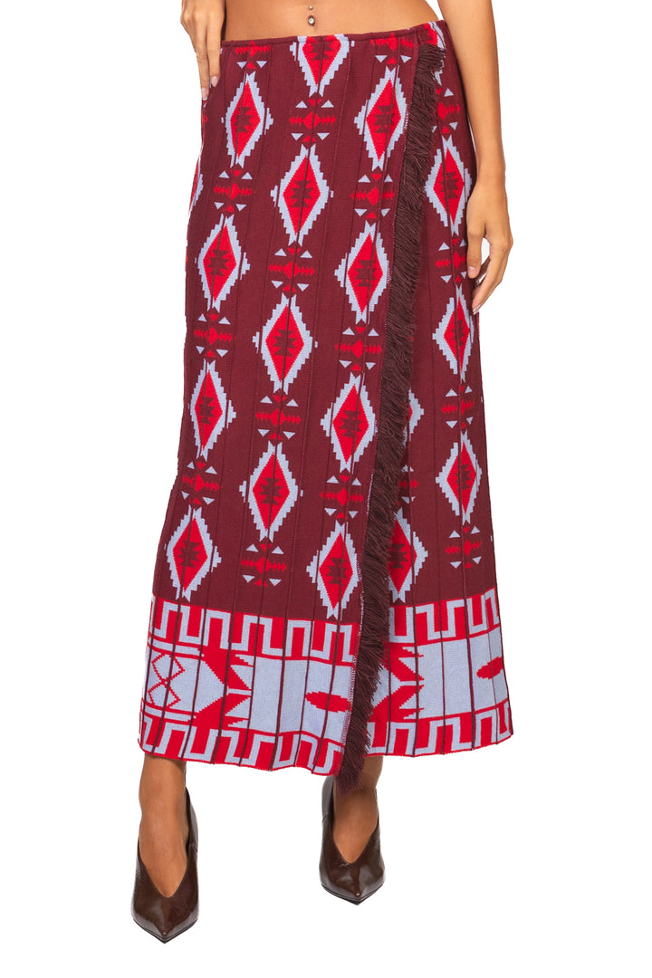 Tensione In - Gonna in tricot fantasia etnica Art. W6HMS07A465