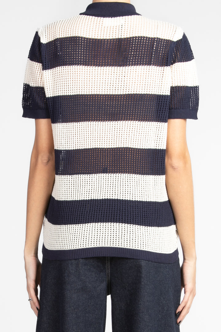 Vicolo - Maglia polo traforata a righe Art. 22098D