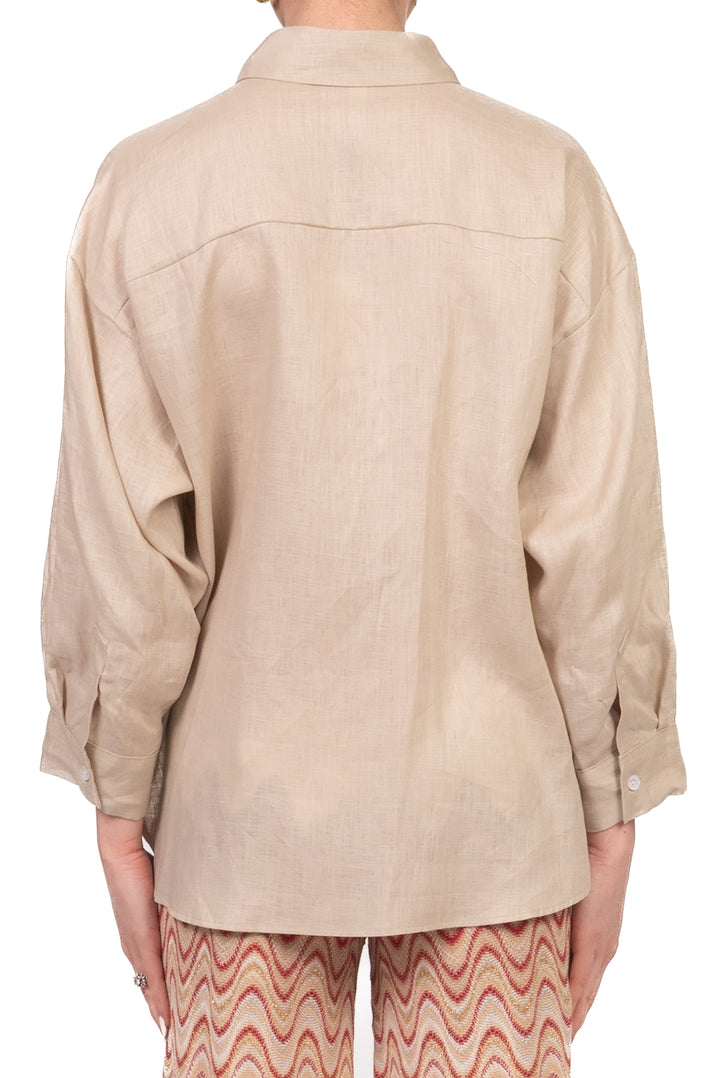 Tensione In - Camicia in lino taschino fantasia  Art. S26CG13