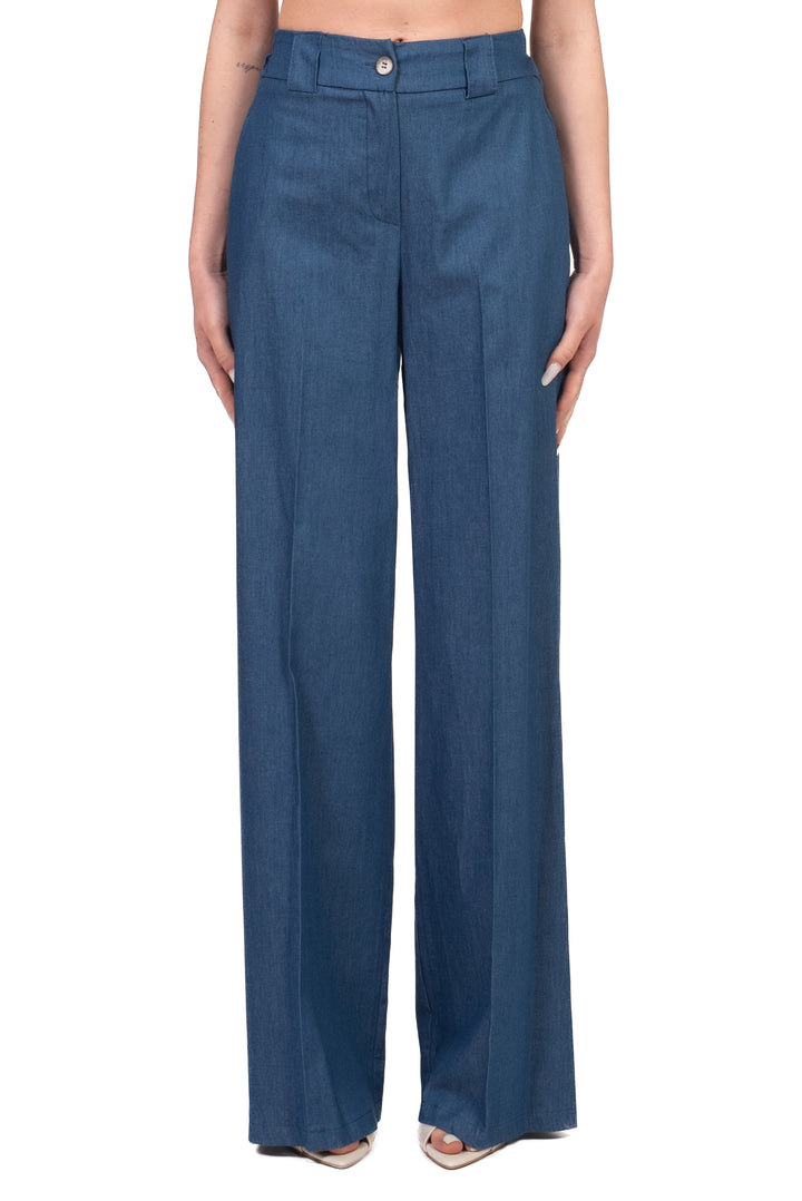 Tensione In - Pantalone gamba dritta chambray Art. 26P5102