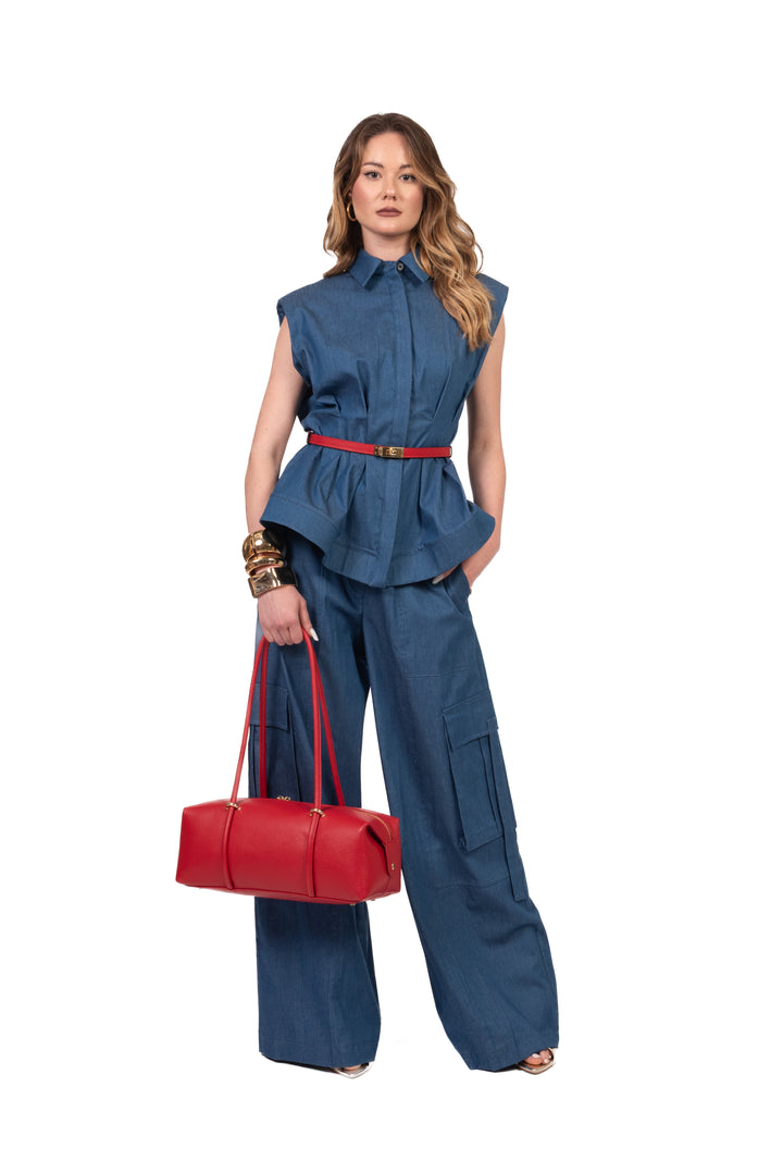 Tensione In - Pantalone gamba dritta chambray Art. 26P5102