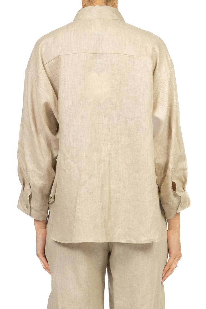 Tensione In - Camicia in lino con taschino fantasia Art. S26CG16