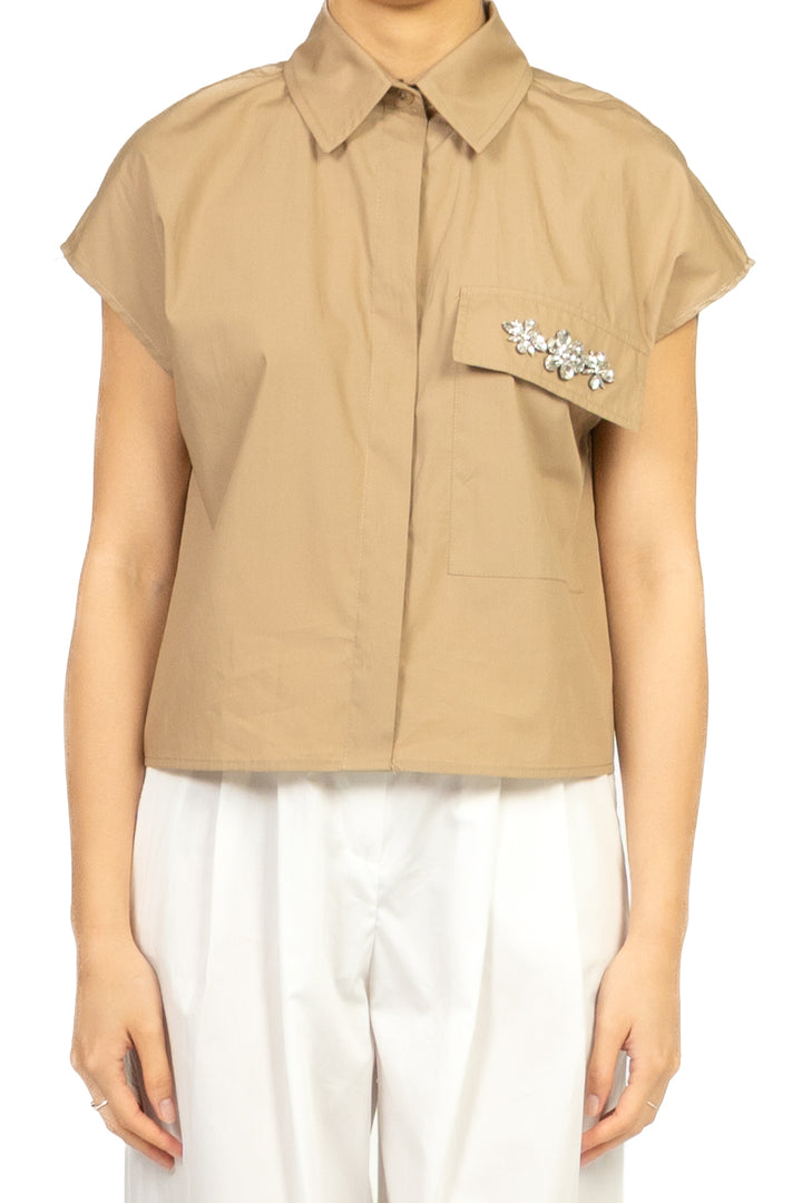 Tensione In - Camicia smanicata con taschino gioiello Art. 26C5101