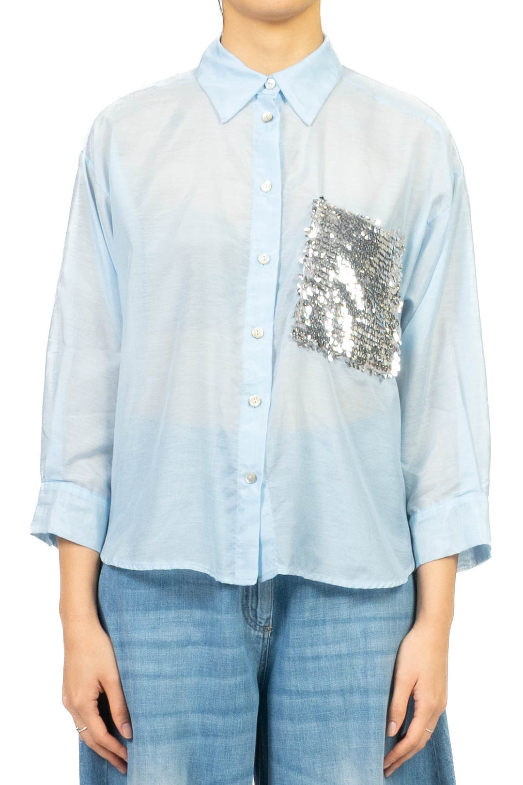 Tensione In - Camicia mussola con taschino paillettes Art. S26CG26