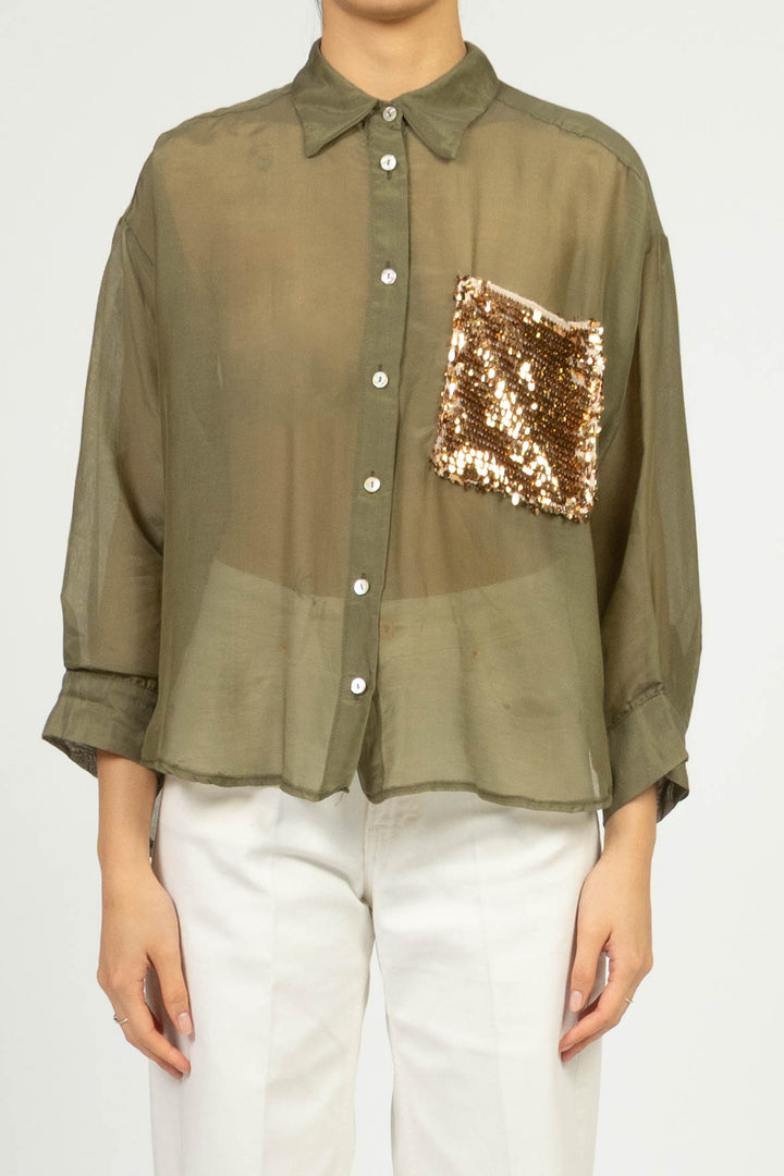 Tensione In - Camicia mussola con taschino paillettes Art. S26CG26