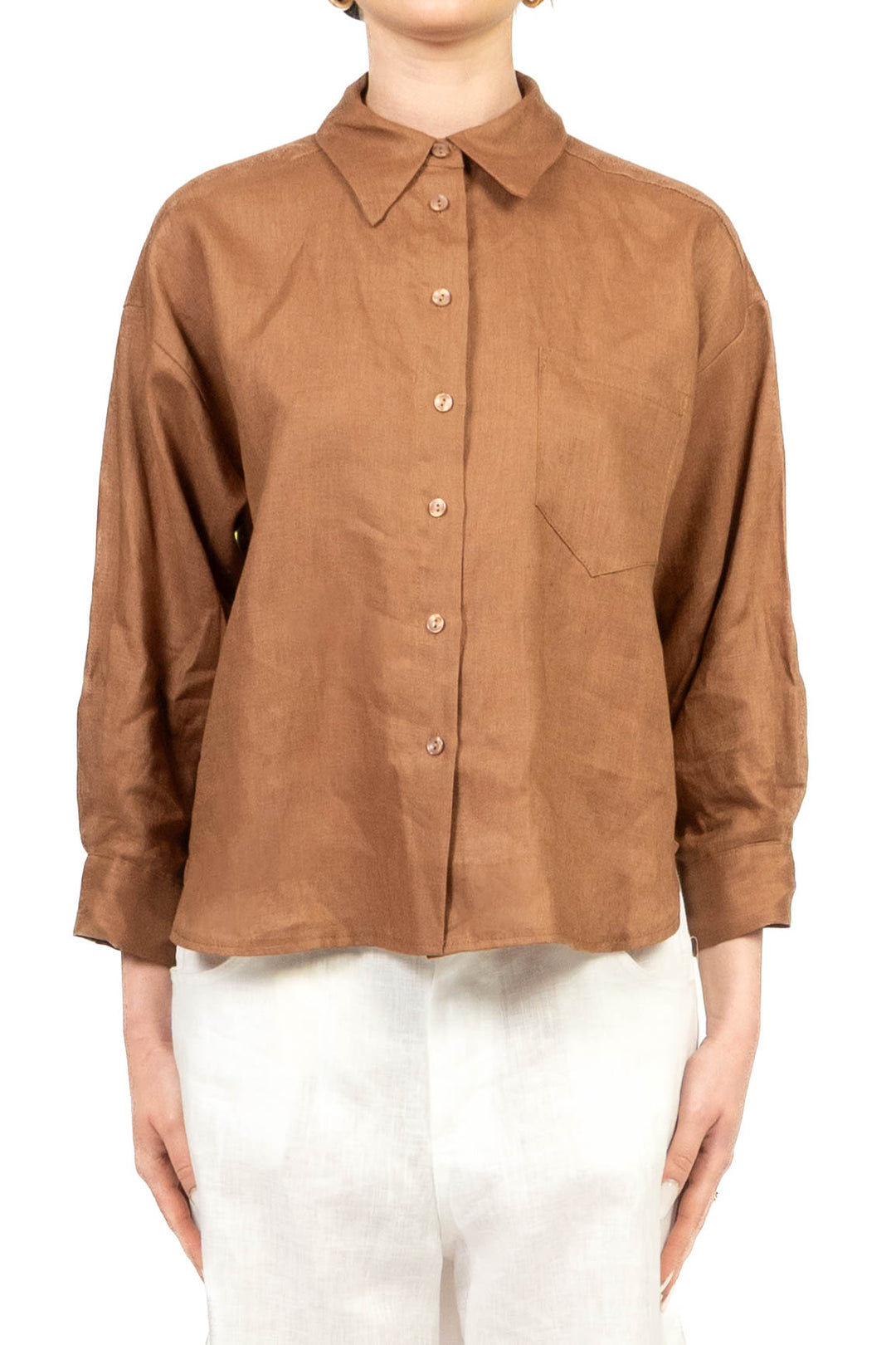 Tensione In - Camicia in lino con taschino Art. S26CE16