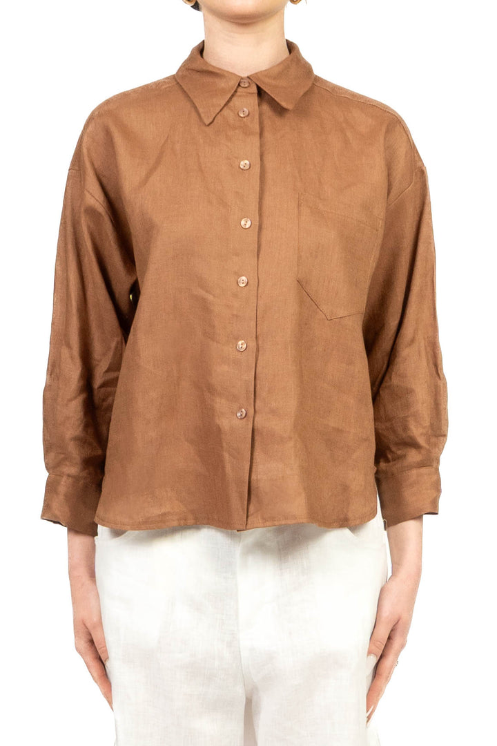 Tensione In - Camicia in lino con taschino Art. S26CE16
