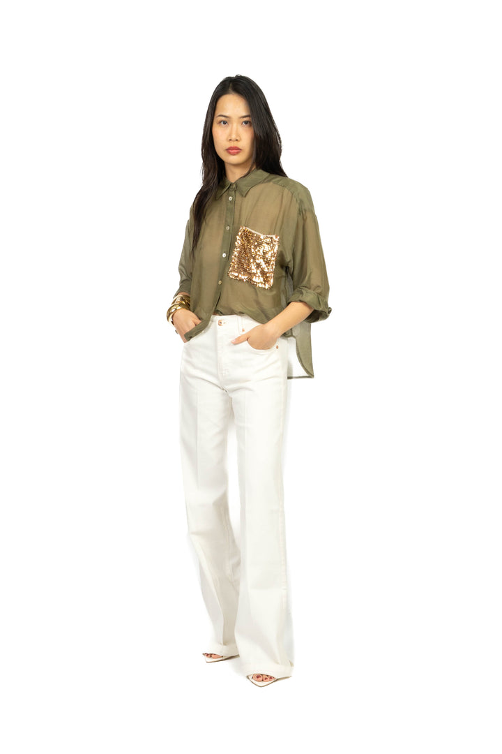 Tensione In - Camicia mussola con taschino paillettes Art. S26CG26