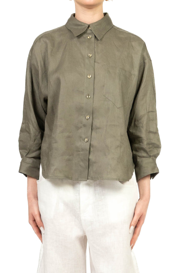 Tensione In - Camicia in lino con taschino Art. S26CE16