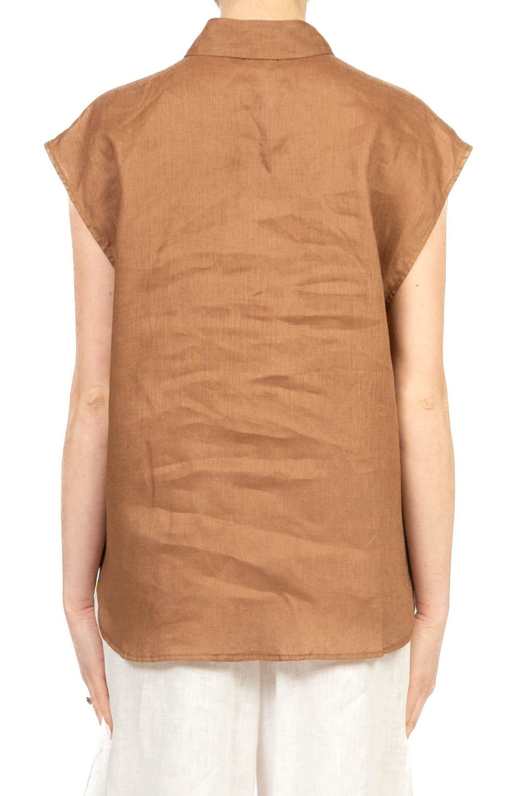 Tensione In - Camicia in lino smanicata con tasca palliates Art. S26CG45