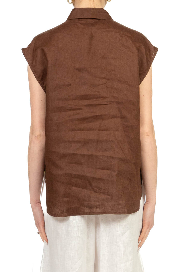 Tensione In - Camicia in lino smanicata con tasca palliates Art. S26CG45