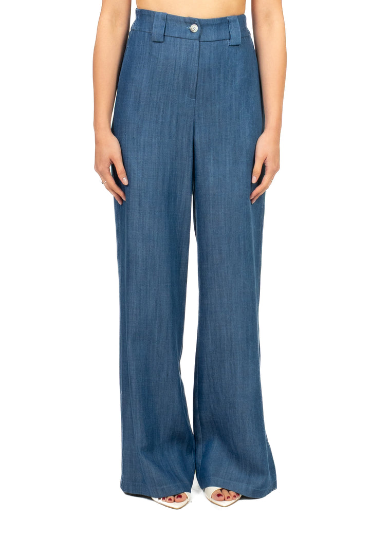 Tensione In - Pantalone palazzo chambray Art. 26P5143