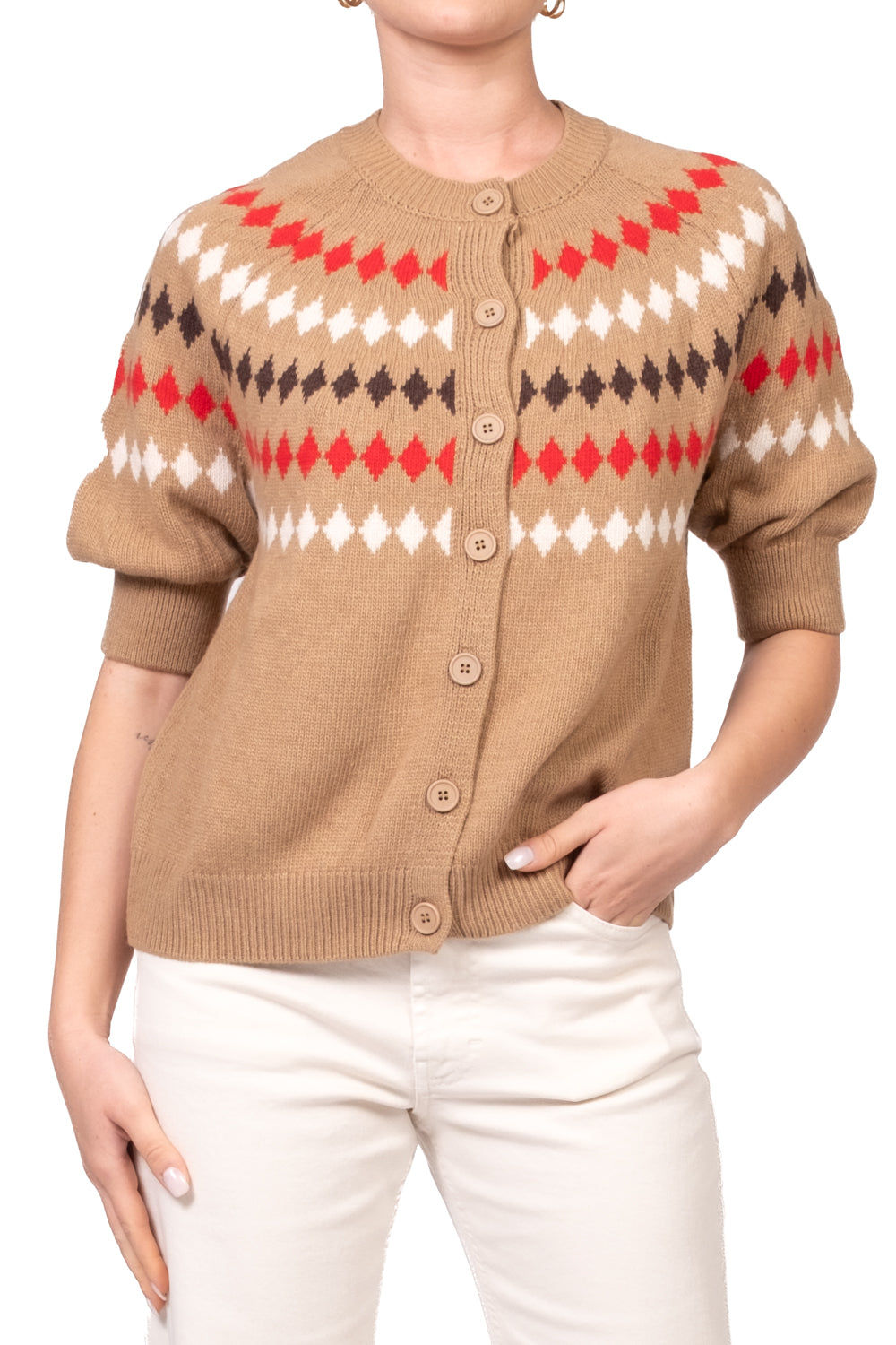 Tensione In - Cardigan mezza manica con rombi Art. D82445AI26
