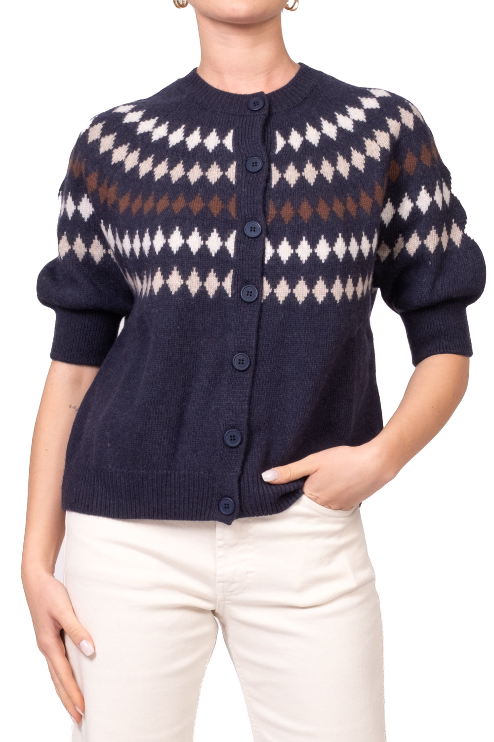 Tensione In - Cardigan mezza manica con rombi Art. D82445AI26